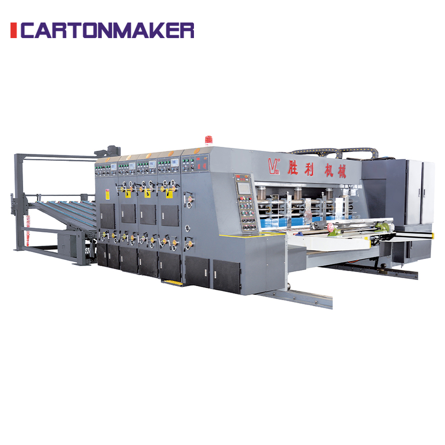 1370x2500mm GYK-A1370 High Speed 4 Colors Flexo Printer Slotter Die Cutter With Vibrator Stacker for 