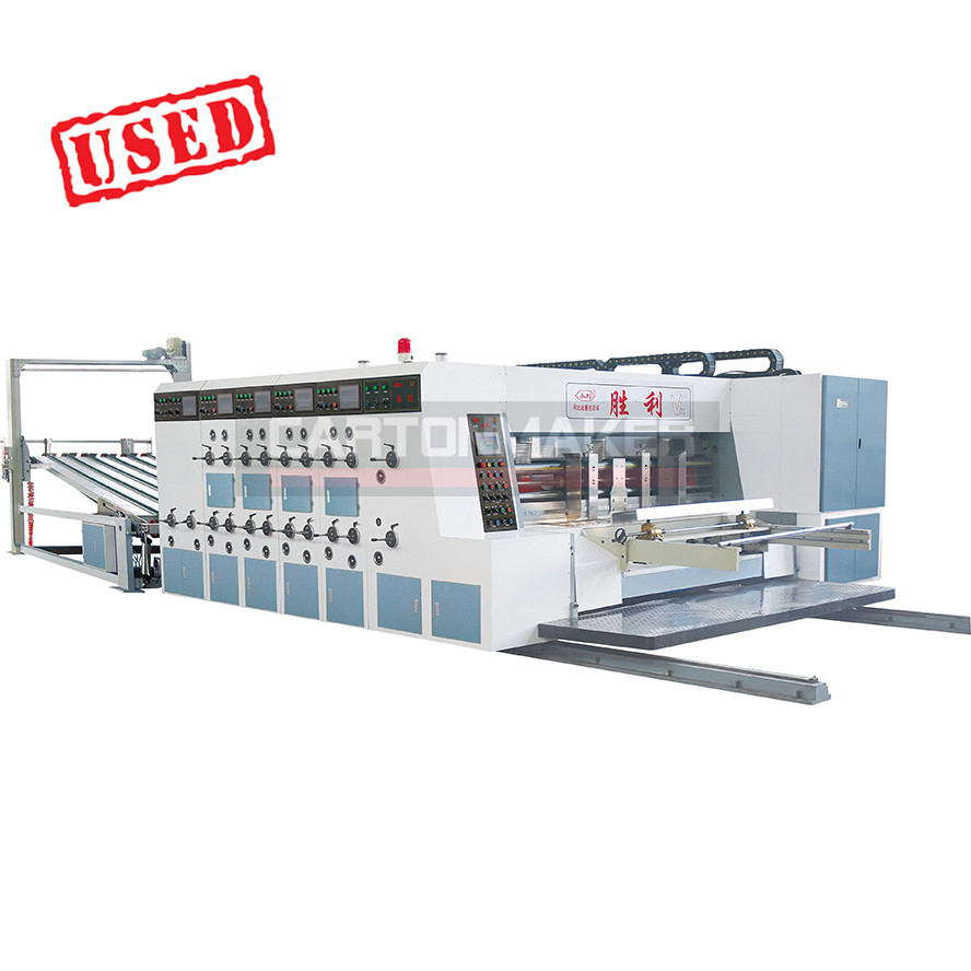 Used Second Hand SHENGLI MACHINERY GYK1700x3500 Flexo 3 Colors Rotary Die Cutter with Slotter attachm