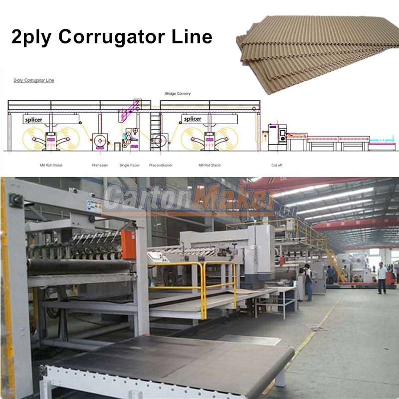 2ply Corrugateor Line High Speed Single Layer Corrugated Cardboard Production Line